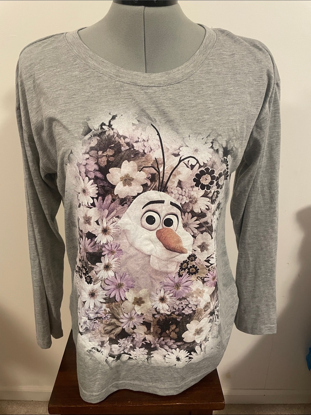 Disney Olaf Floral Long Sleeve Tee - Large